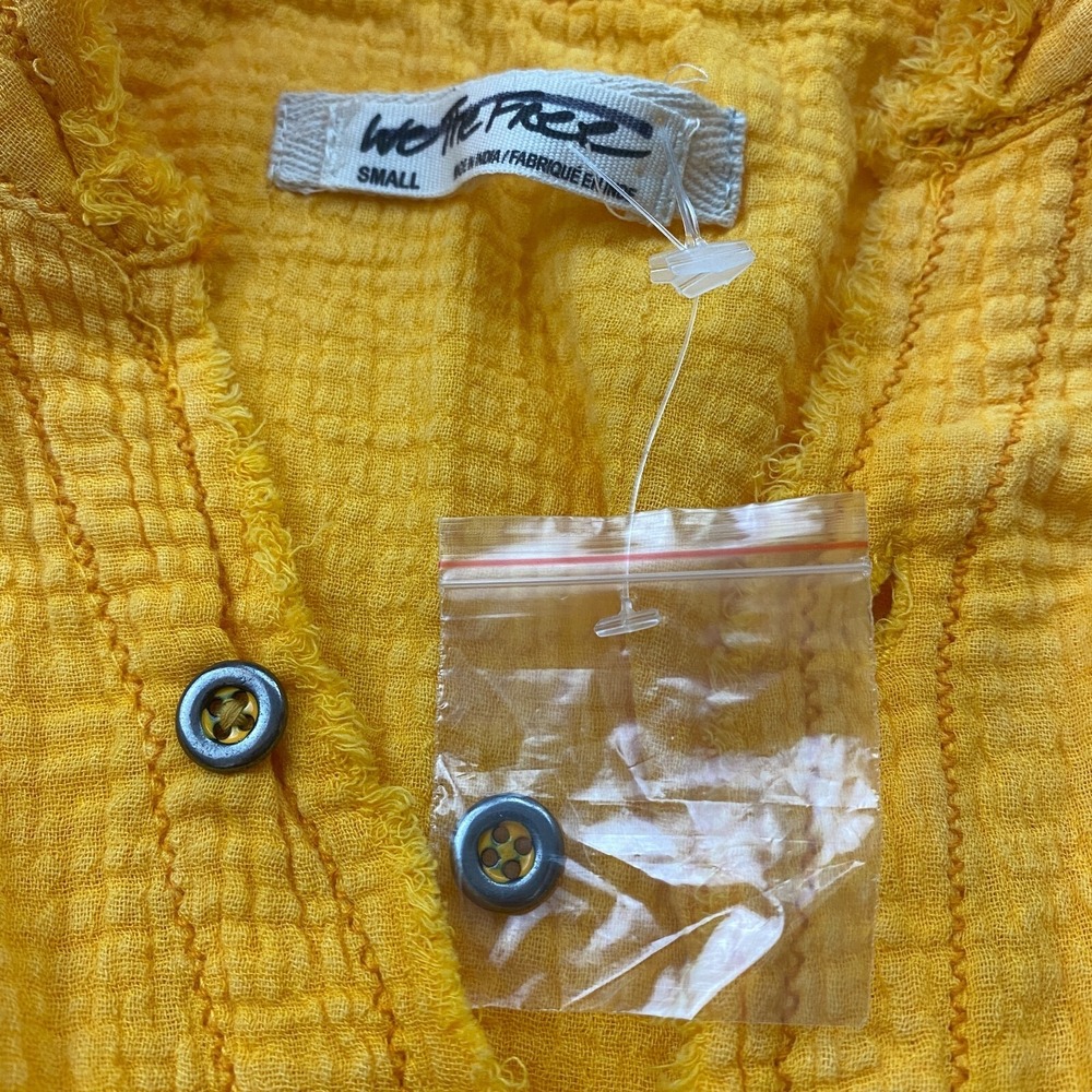 NWT Free People Summer Daydream Buttondown Shirt Raw Hi Low V-Neck We The Free S - Picture 6 of 12